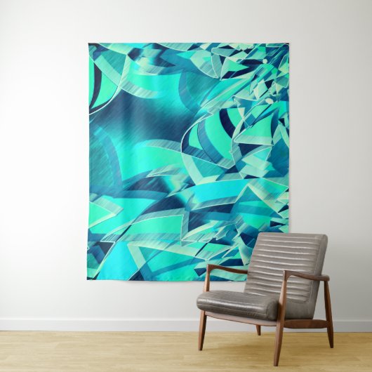 Cyan Tracks mit Drizzles auf aquamarinem Hintergru Wandteppich (Beispiel)