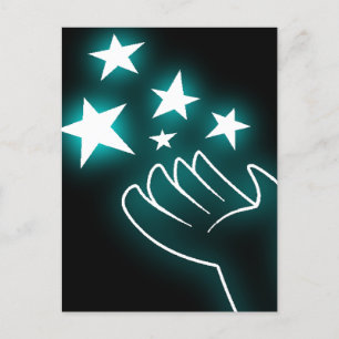 Cyan Twinkle Hand Postkarte