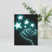 Cyan Twinkle Hand Postkarte (Stehend Vorderseite)