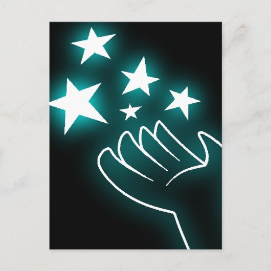 Cyan Twinkle Hand Postkarte (Vorderseite)