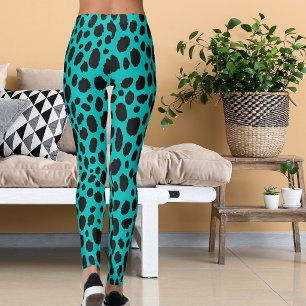 Cyan- und Dunkelgrau-Muster Safari-Leoparden-Druck Leggings