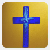 Cyan und Gold Cross Sticker (Vorderseite)