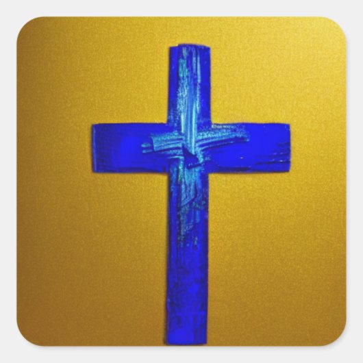 Cyan und Gold Cross Sticker