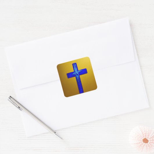 Cyan und Gold Cross Sticker (Umschlag)
