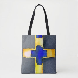 Cyan und Gold Cross Totbeutel Tasche