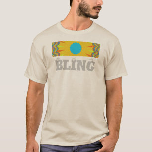 Cyan und Gold Mandala Kunst Druck T-Shirt