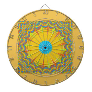 Cyan- und Gold-Mandala-Kunstprint Dartscheibe