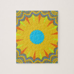 Cyan- und Gold-Mandala-Kunstprint Puzzle