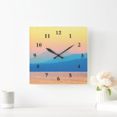 Cyan und Lachs Sunset Quadratische Wanduhr (Zuhause)