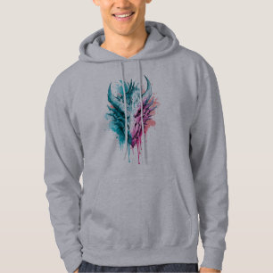 Cyan und Pink Drache Splatter Hoodie