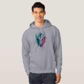 Cyan und Pink Drache Splatter Hoodie (Vorne ganz)