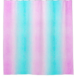 Cyan und Rosa Streifen Duschvorhang