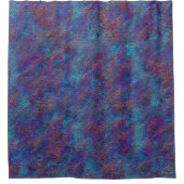 Cyan- und Rot-Spritzer Duschvorhang (Vorderseite)