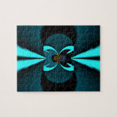 Cyan- und schwarzer abstrakter Kunstprint Puzzle (Horizontal)