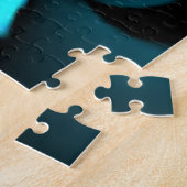 Cyan- und schwarzer abstrakter Kunstprint Puzzle (Seite)