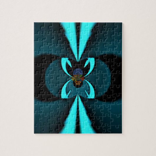 Cyan- und schwarzer abstrakter Kunstprint Puzzle (Vertikal)