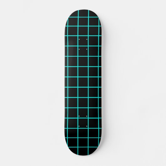 Cyan- und schwarzes Gittermuster Skateboard Deck (Vorderseite)
