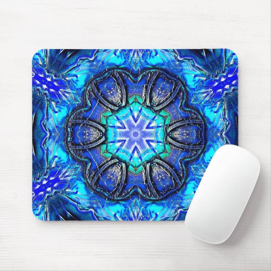 Cyan und sehr blau Kaleidoskop von Wachs Farbe thr Mousepad (Mit Mouse)