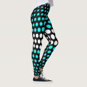 Cyan und White Polka Dot Pattern Leggings (Rechts)
