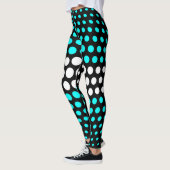 Cyan und White Polka Dot Pattern Leggings (Links)