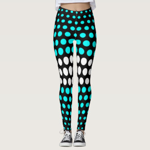 Cyan-weißes Punkte-Muster Leggings