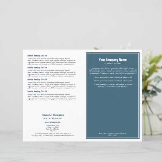 Cyan White Simple Border Broschüre (Stehend Vorderseite)