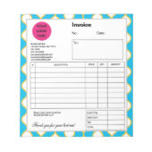 Cyan Yellow Bubble Line Company Business Rechnung Notizblock (Vorderseite)