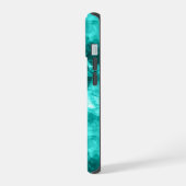 Cyan zerknitterte Textur iPhone 15 Hülle (Linke Seite)
