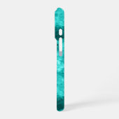Cyan zerknitterte Textur iPhone Hülle (Linke Seite)
