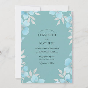 Cyanblaue Eukalyptus-Hochzeit Einladung