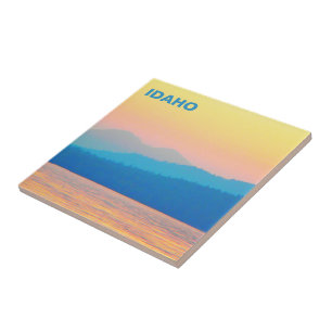 Cyaner und Lachsrosa Sonnenuntergang Fliese