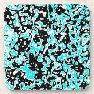 Cyanfarbene und schwarze Wirbel Getränkeuntersetzer