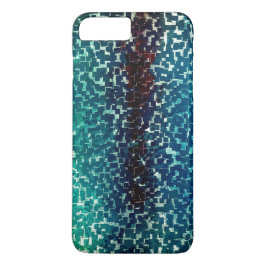 Cyanisch blauer Mosaik auf grauem Hammerglas Case-Mate iPhone Hülle