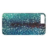 Cyanisch blauer Mosaik auf grauem Hammerglas Case-Mate iPhone Hülle (Rückseite (Horizontal))