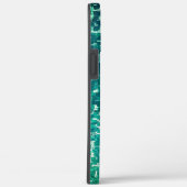 Cyanisch blauer Mosaik auf grauem Hammerglas Case-Mate iPhone Hülle (Rückseite / Rechts)