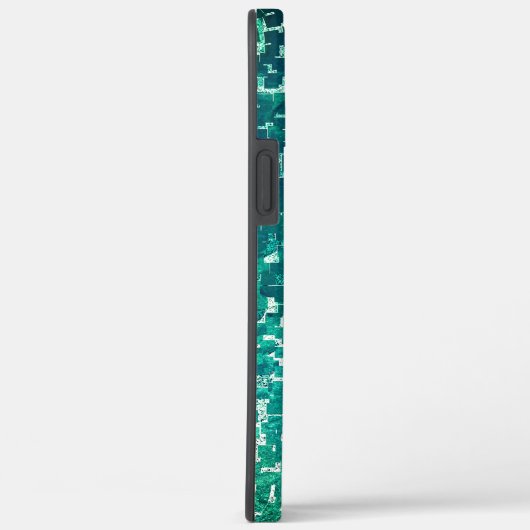 Cyanisch blauer Mosaik auf grauem Hammerglas Case-Mate iPhone Hülle (Rückseite / Rechts)