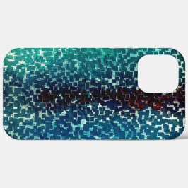 Cyanisch blauer Mosaik auf grauem Hammerglas Case-Mate iPhone Hülle