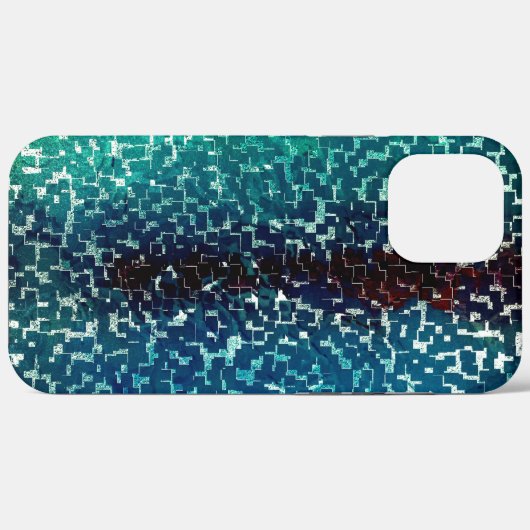 Cyanisch blauer Mosaik auf grauem Hammerglas Case-Mate iPhone Hülle (Rückseite (Horizontal))
