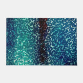 Cyanisch blauer Mosaik auf grauem Hammerglas Fußmatte (Vorderseite)