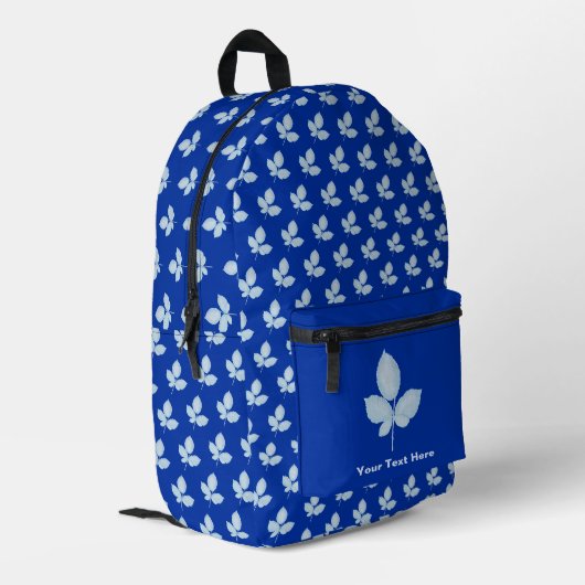Cyano Print Bramble-Blätter Bedruckter Rucksack (Rückseitige Ecke links)