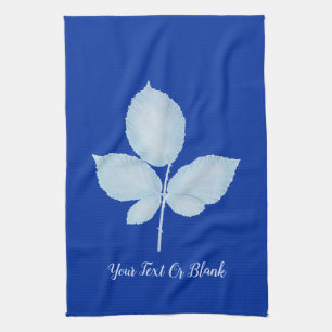 Cyano Print Bramble-Blätter Geschirrtuch