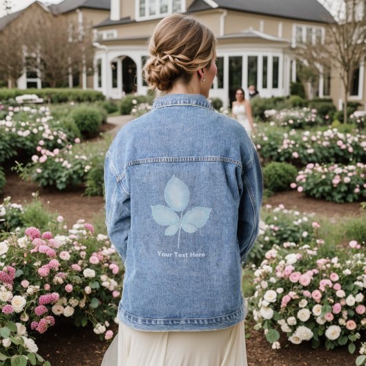 Cyano Print Bramble-Blätter Jeansjacke (Hochzeit Rückseite)