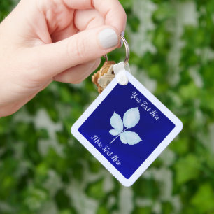 Cyano Print Bramble-Blätter Schlüsselanhänger