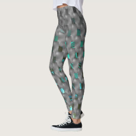 Cyanobild unter grauen Tellern, rechteckige Formen Leggings