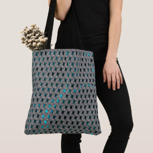Cyanobild unter grauen Tellern, rechteckige Formen Tasche
