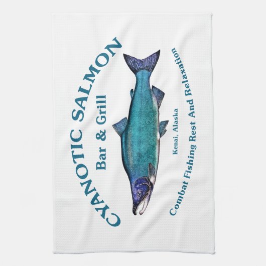 Cyanotic Lachs Bar & Grill Handtuch (Vertikal)