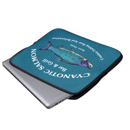 Cyanotic Lachs Bar & Grill Laptopschutzhülle (Vorne Knopf)