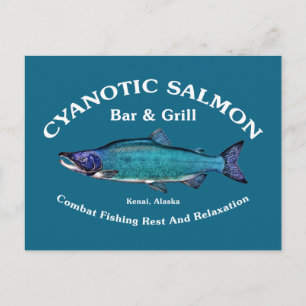 Cyanotic Lachs Bar & Grill Postkarte