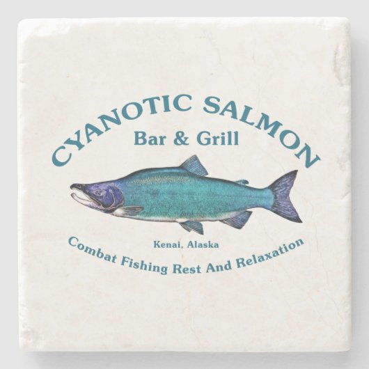 Cyanotic Lachs Bar & Grill Steinuntersetzer (Vorderseite)
