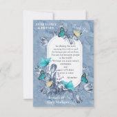 Cyanotype Blume & Besuch Schmetterlinge. RSVP Karte (Vorderseite)